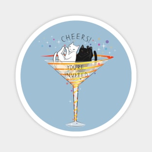 Cheers! Welcome to Martini Cats Party Magnet